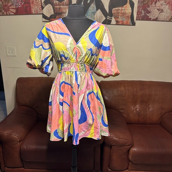 SINCERELY JULES BEAUTIFUL 😍 MULTICOLOR 100% COTTON WOMEN ‘S MINI DRESS S… - Picture 1 of 12